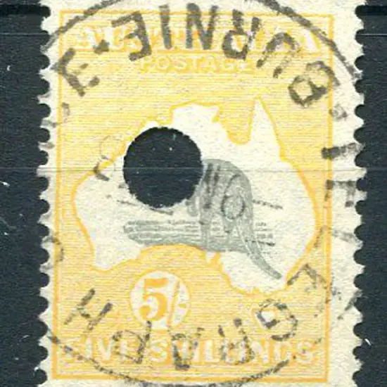 1931-47 CofA Watermark 5/- grey & yellow-orange ...