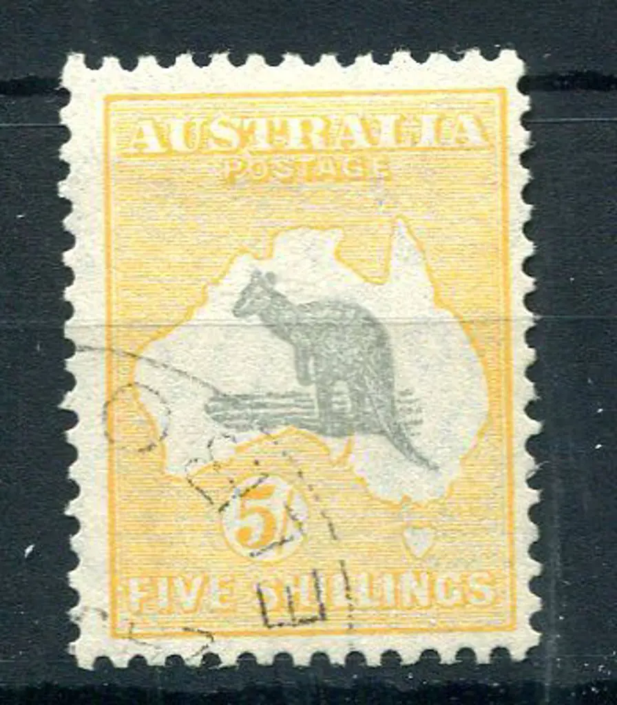 1931-47 CofA Watermark 5/- grey & yellow-orange ... Image 1++