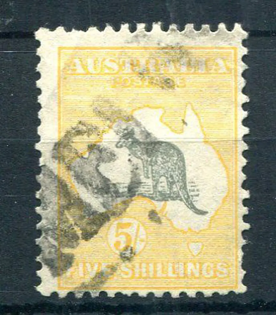 1931-47 CofA Watermark 5/- grey & yellow-orange ... Image 1++