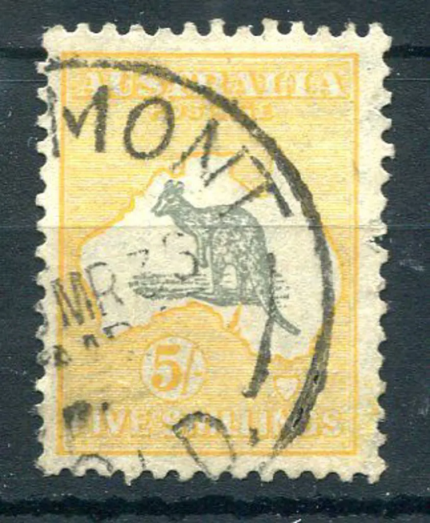 1931-47 CofA Watermark 5/- grey & yellow-orange ... Image 1++