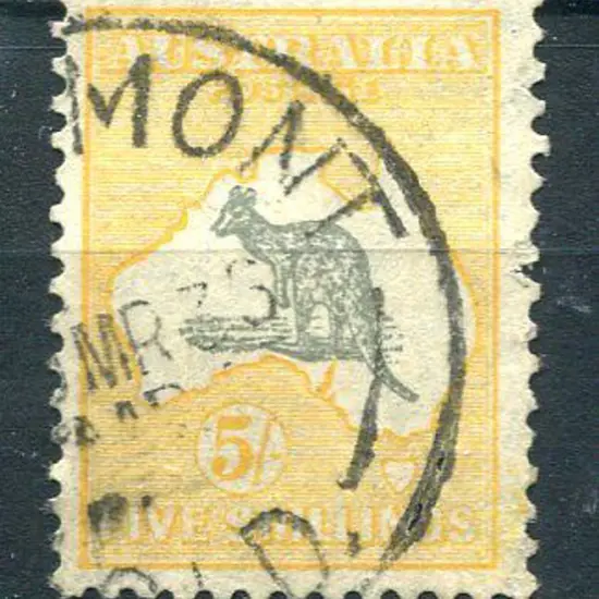 1931-47 CofA Watermark 5/- grey & yellow-orange ...
