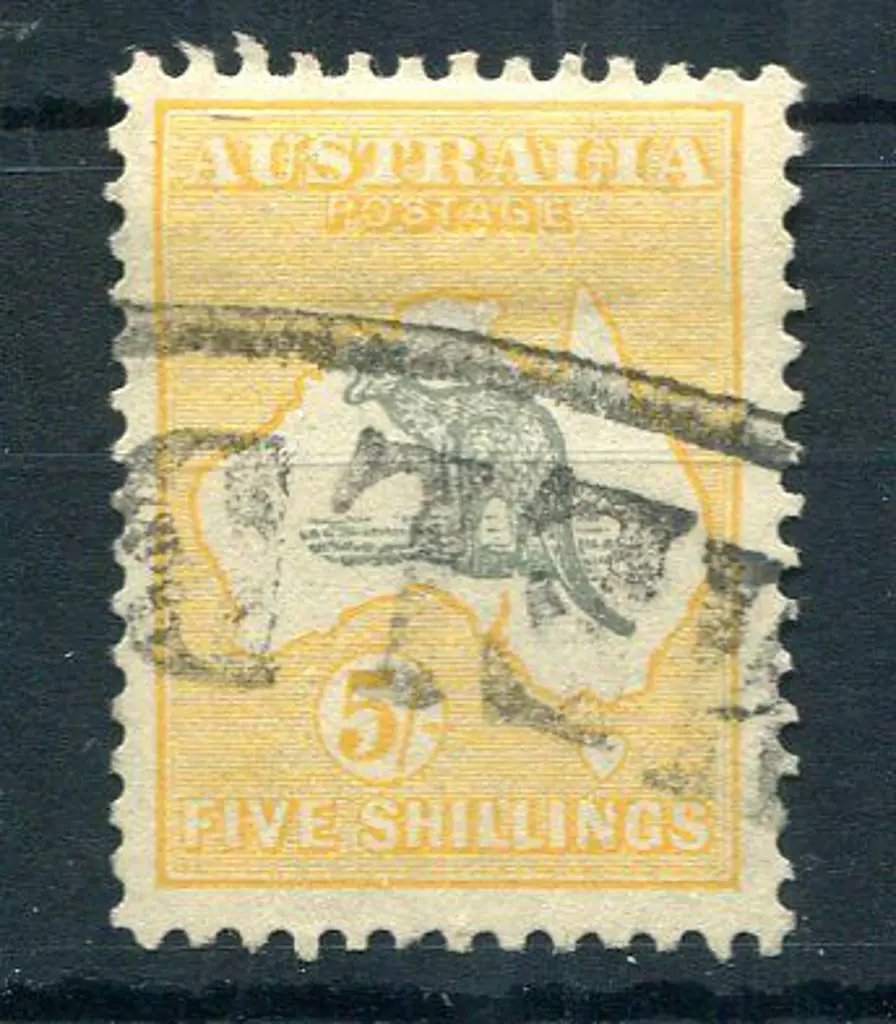 1931-47 CofA Watermark 5/- grey & yellow-orange ... Image 1++