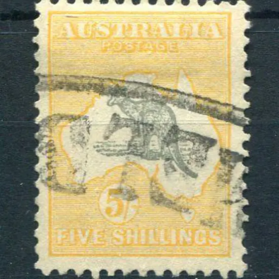 1931-47 CofA Watermark 5/- grey & yellow-orange ...