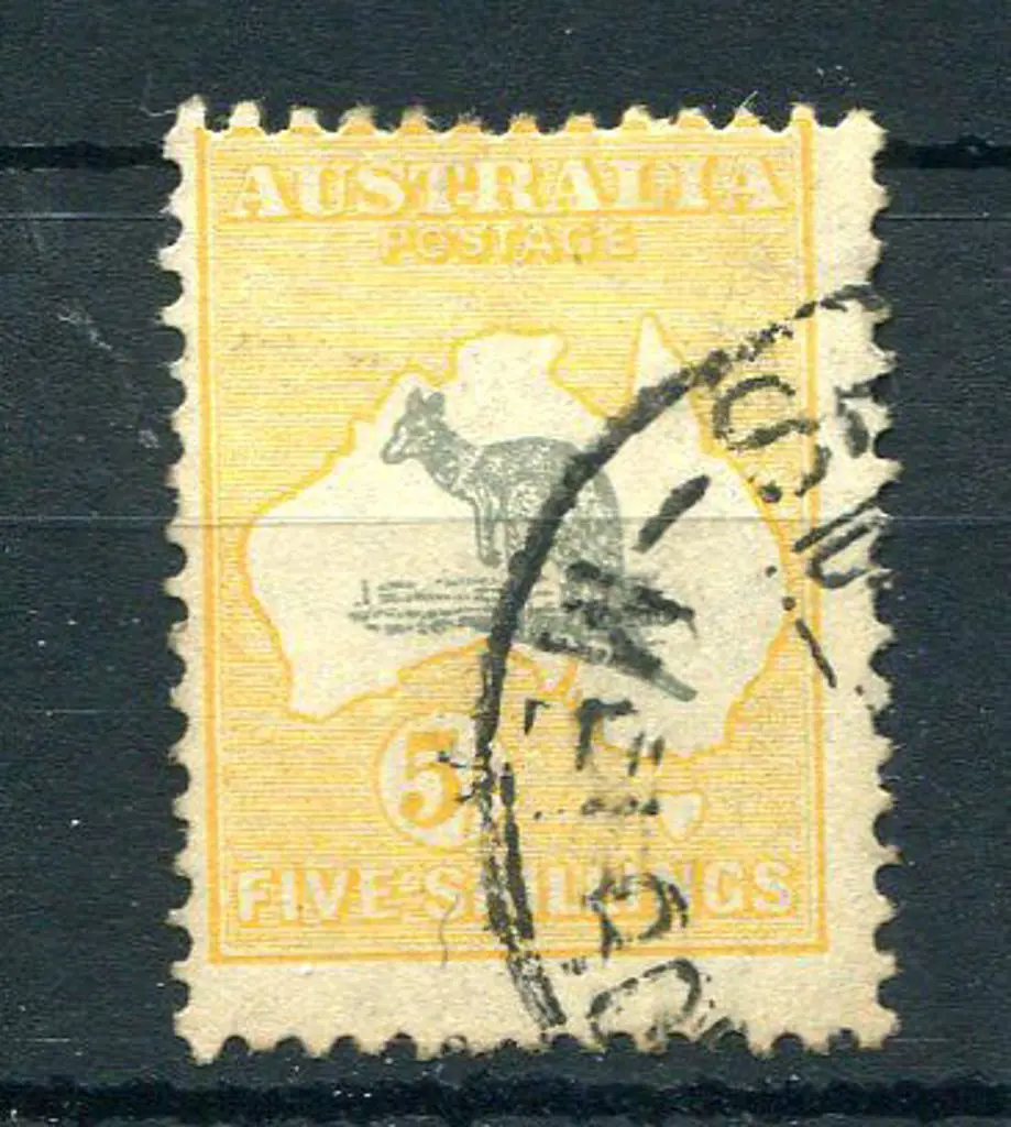 1931-47 CofA Watermark 5/- grey & yellow-orange ... Image 1++