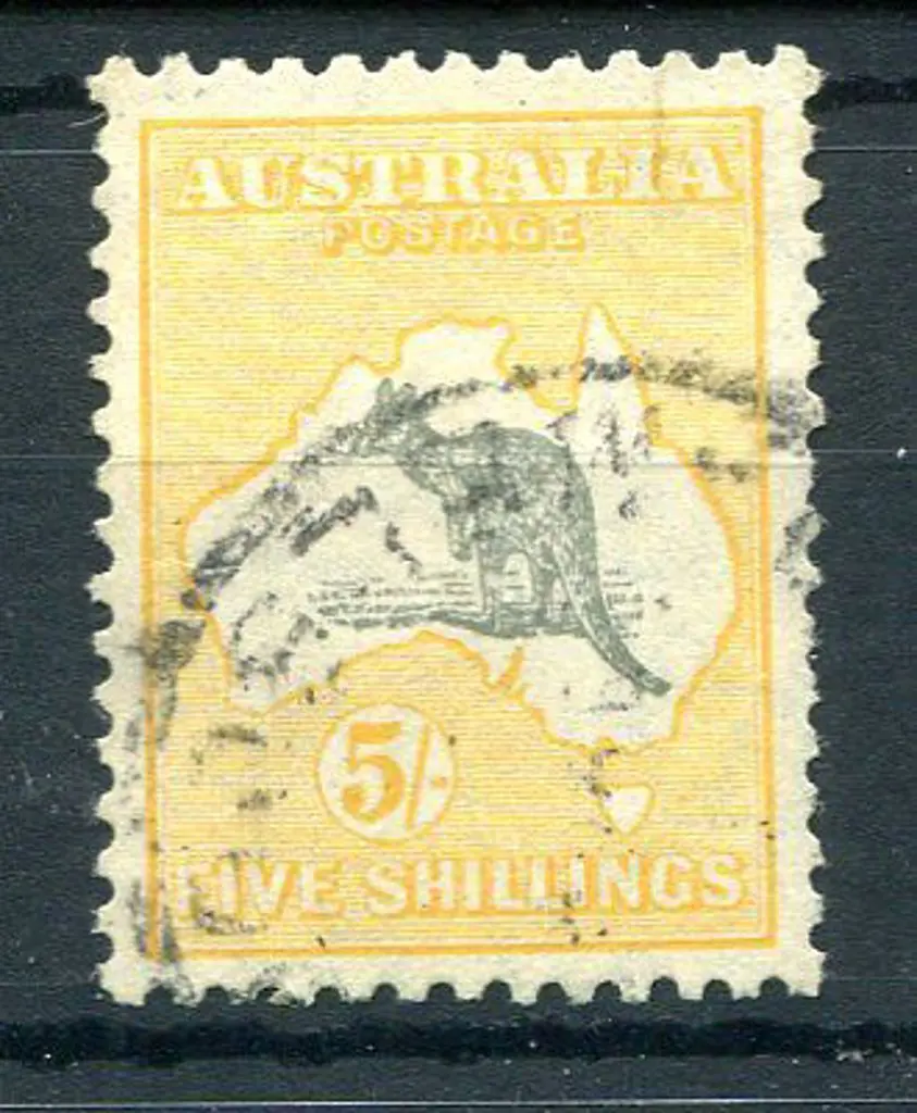 1931-47 CofA Watermark 5/- grey & yellow-orange ... Image 1++