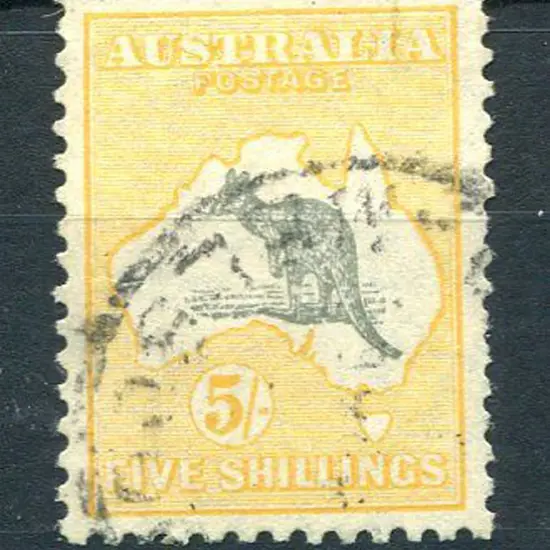 1931-47 CofA Watermark 5/- grey & yellow-orange ...