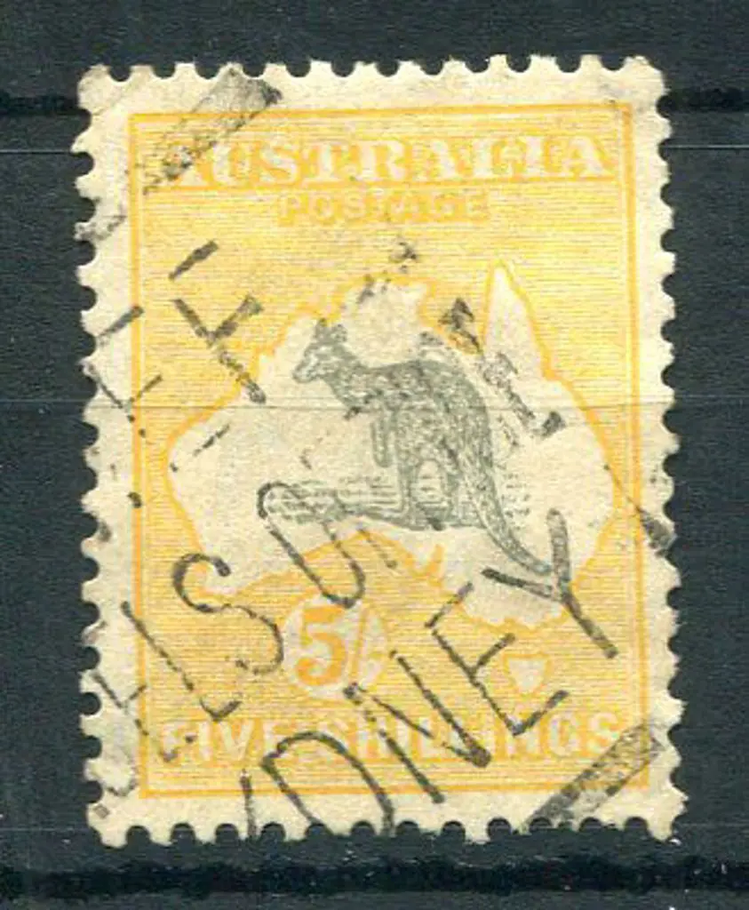 1931-47 CofA Watermark 5/- grey & yellow-orange ... Image 1++