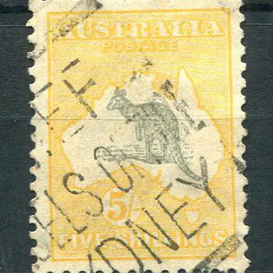 1931-47 CofA Watermark 5/- grey & yellow-orange ...