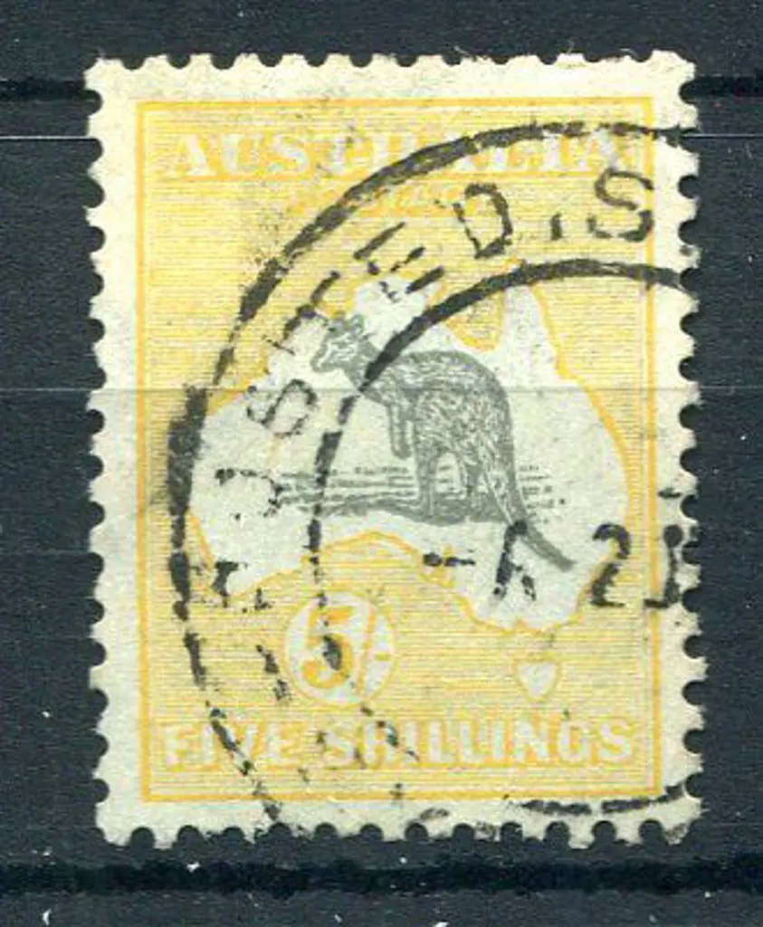 1931-47 CofA Watermark 5/- grey & yellow with ... Image 1++