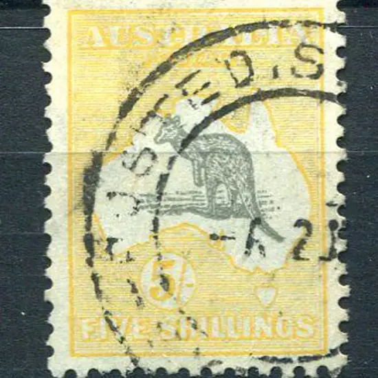 1931-47 CofA Watermark 5/- grey & yellow with ...