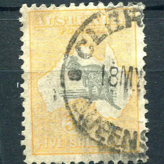 1931-47 CofA Watermark 5/- grey & yellow-buff with ...