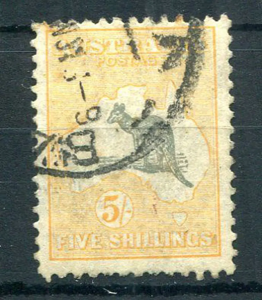 1931-47 CofA Watermark 5/- grey & yellow-buff with ... Image 1++