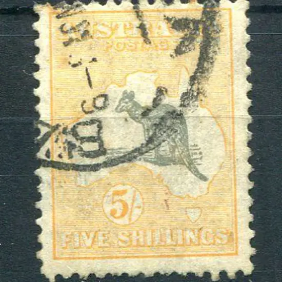 1931-47 CofA Watermark 5/- grey & yellow-buff with ...