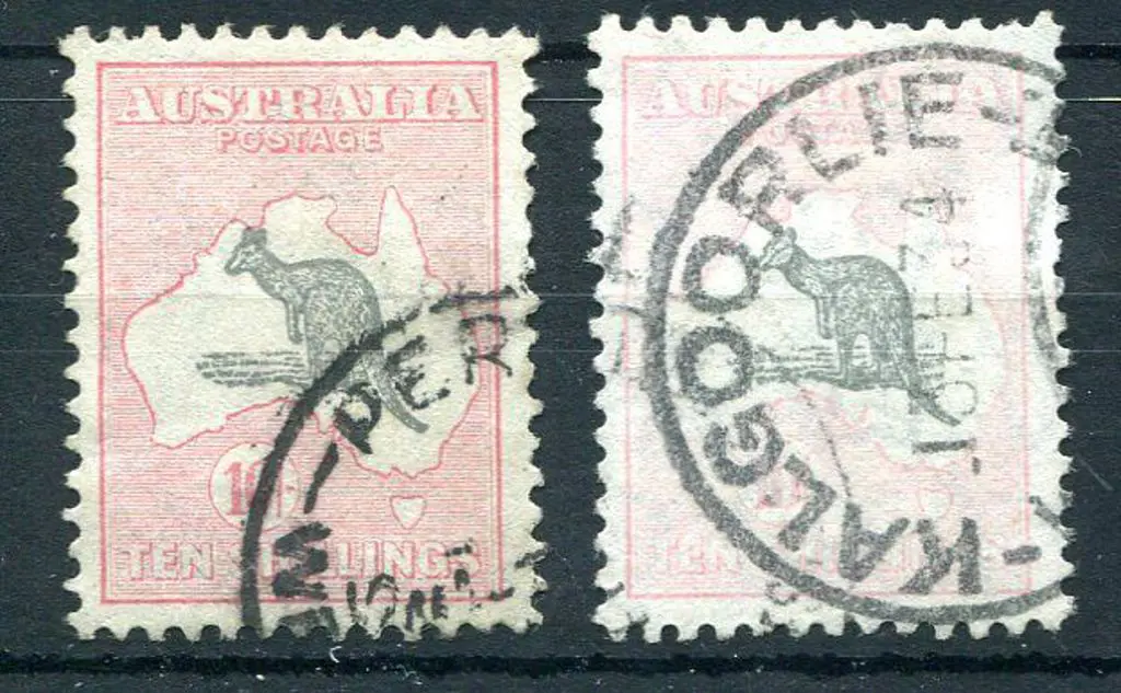 1931-47 CofA Watermark 10/- grey & pink x 2 in two ... Image 1++