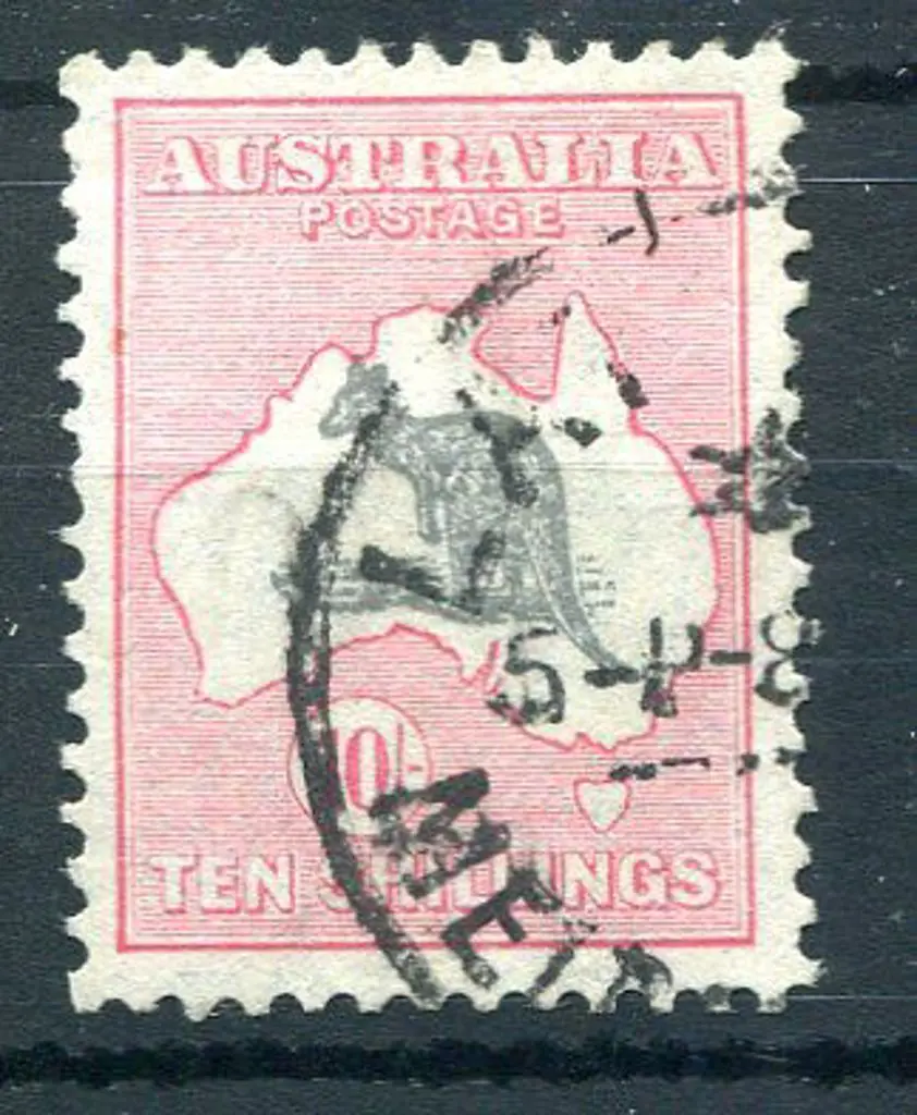 1931-47 CofA Watermark 10/- grey & pink. Fine used ... Image 1++