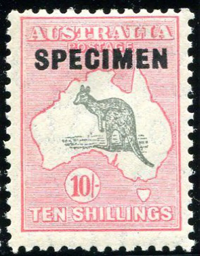 1931-47 CofA Watermark 10/- grey & pink ovptd ... Image 1++