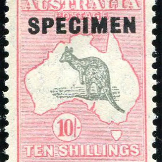 1931-47 CofA Watermark 10/- grey & pink ovptd ...