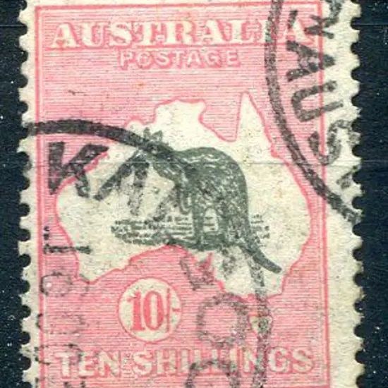 1931-47 CofA Watermark 10/- grey black & rose ...