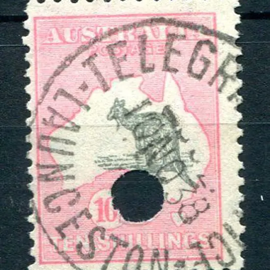 1931-47 CofA Watermark 10/- grey & aniline-pink ...