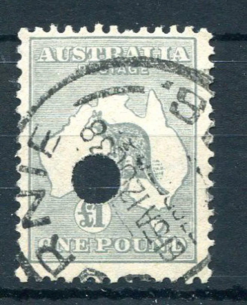 1931-47 CofA Watermark £1 grey with neat telegraph ... Image 1++