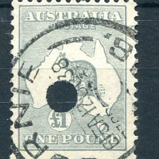 1931-47 CofA Watermark £1 grey with neat telegraph ...