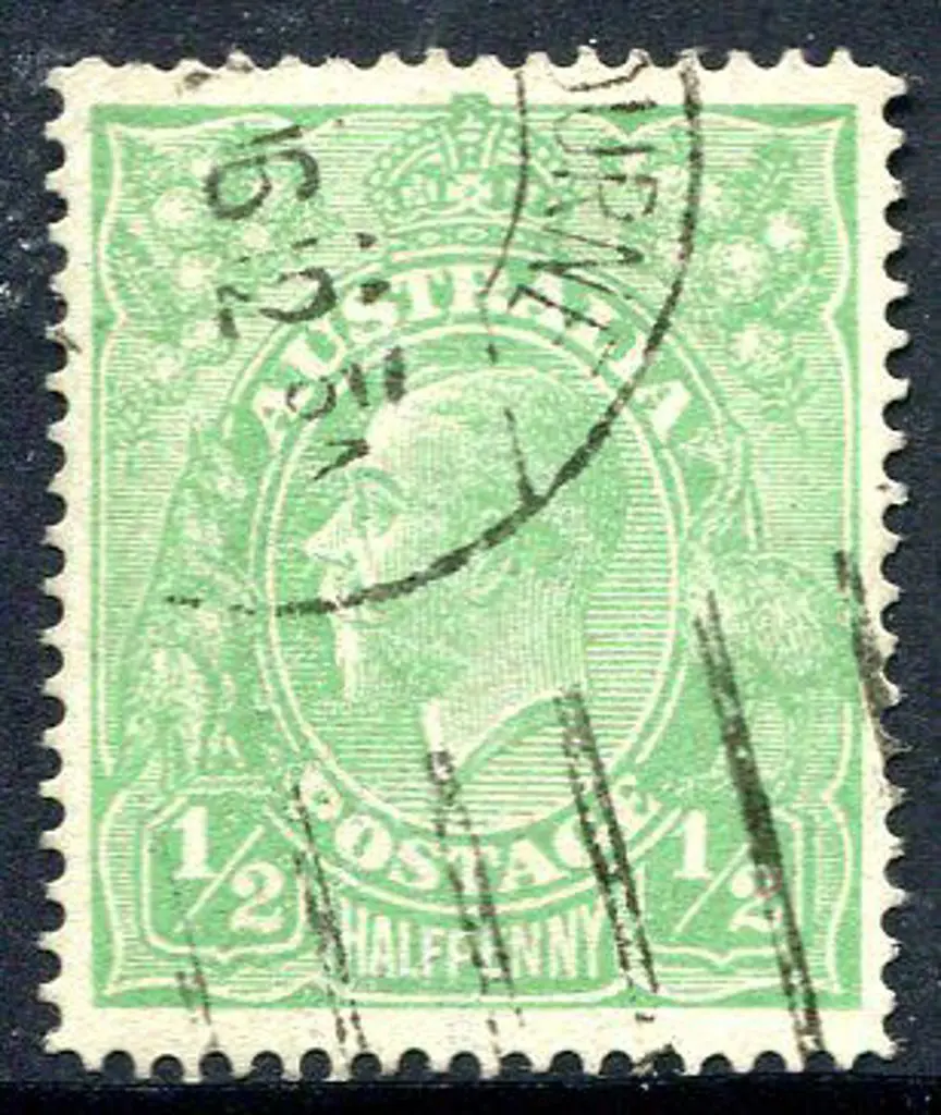 1914-20 Single Watermark ½d green, single line ... Image 1++