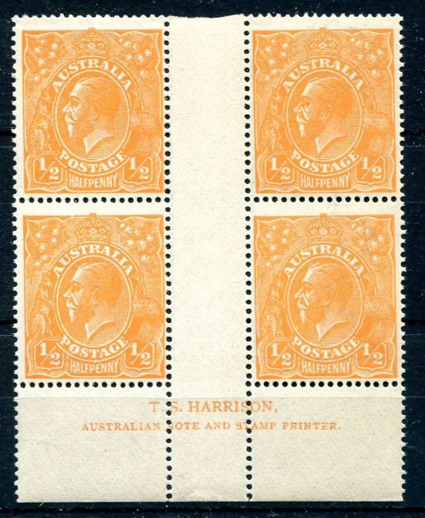 1914-20 Single Watermark ½d orange Harrison ... Image 1++