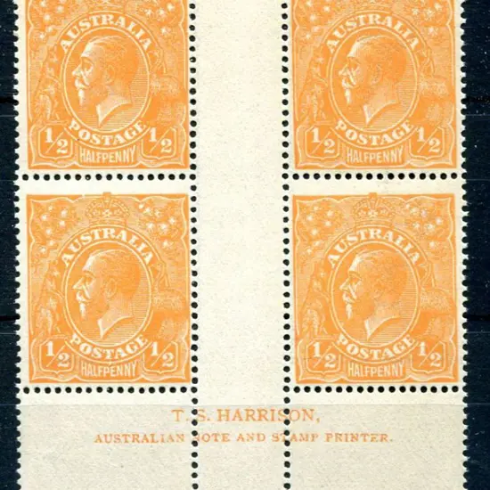 1914-20 Single Watermark ½d orange Harrison ...