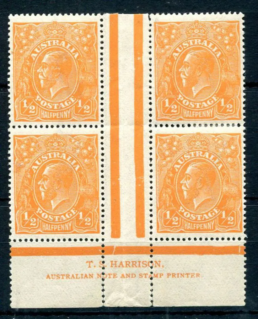 1914-20 Single Watermark ½d orange, electro 6, ... Image 1++