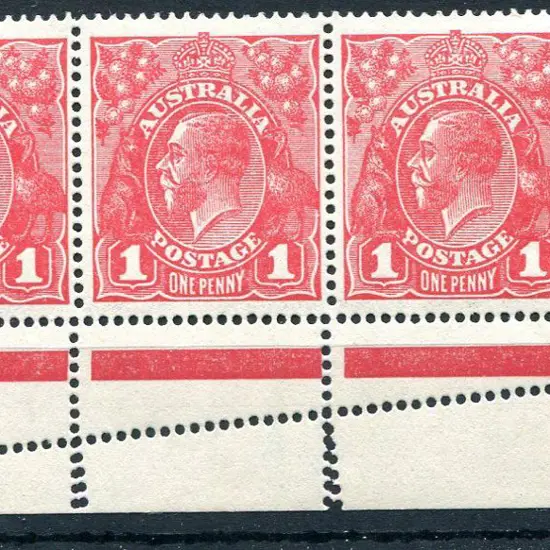 1914-20 Single Watermark 1d carmine-red G10 lower ...