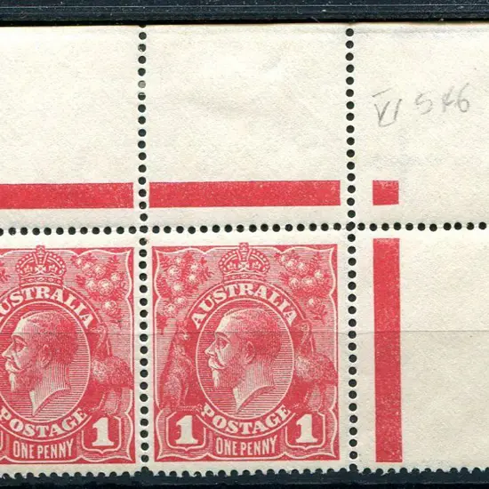 1914-20 Single Watermark 1d carmine-red SLP top ...