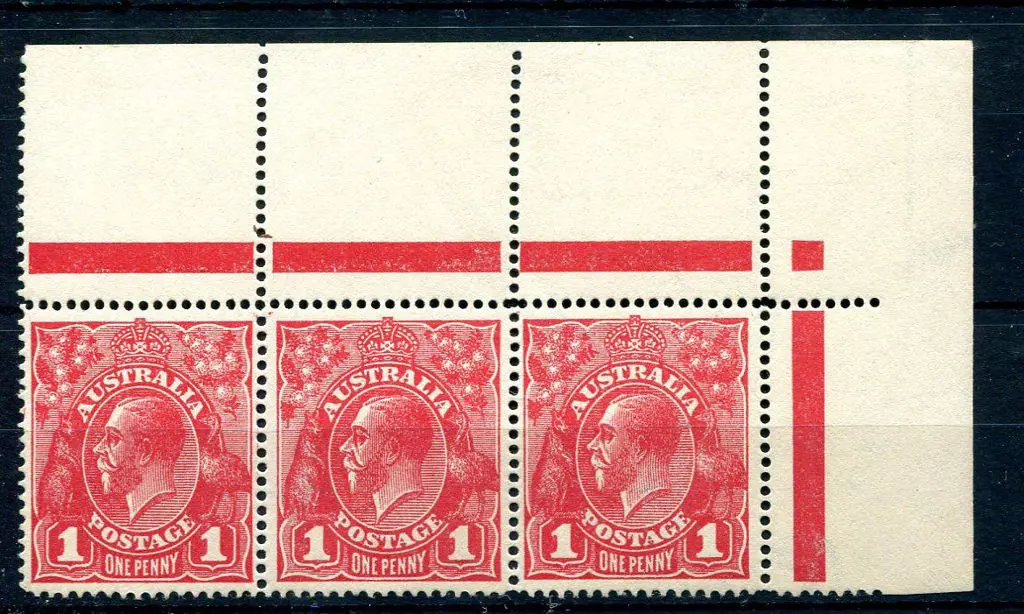 1914-20 Single Watermark 1d carmine-red, single ... Image 1++