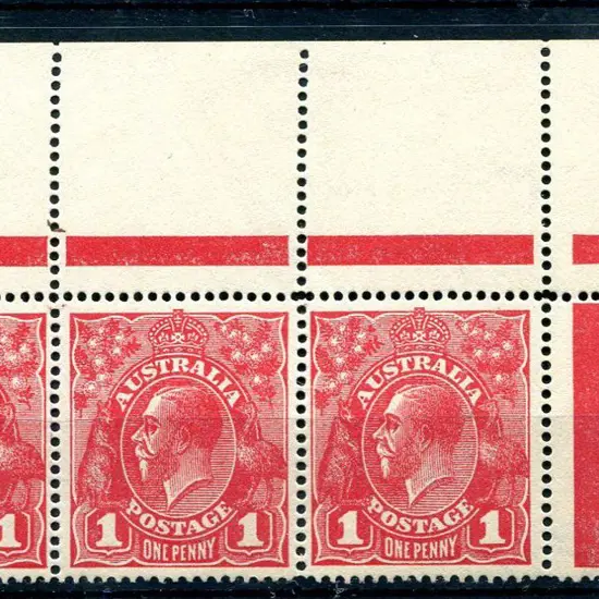 1914-20 Single Watermark 1d carmine-red, single ...