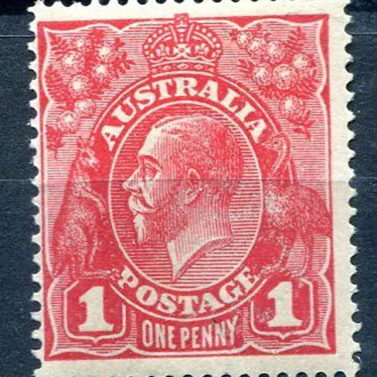 1914-20 Single Watermark 1d scarlet G17 with ...