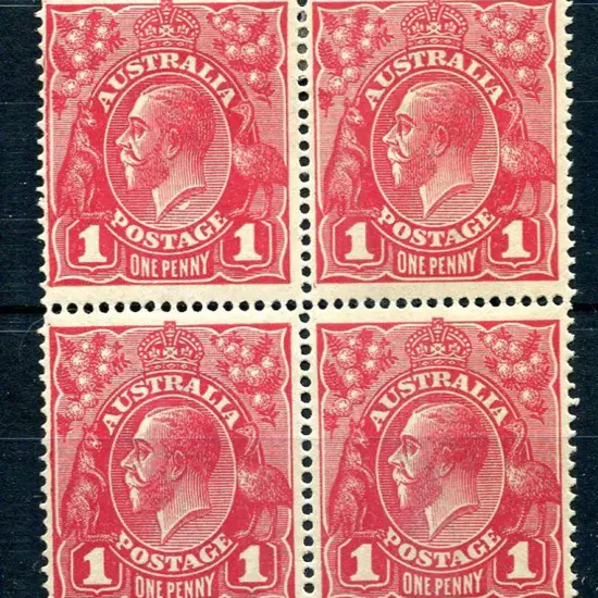 1914-20 Single Watermark 1d carmine rose with ...
