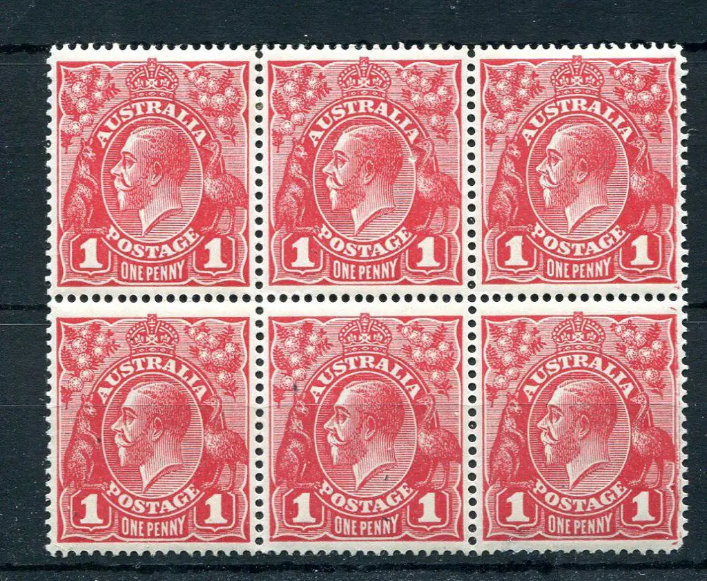 1914-20 Single Watermark 1d rose-carmine G22 pane ... Image 1++