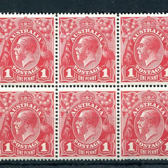 1914-20 Single Watermark 1d rose-carmine G22 pane ...