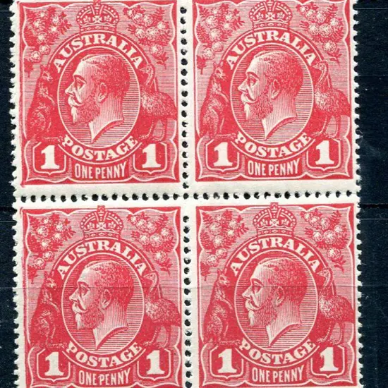1914-20 Single Watermark 1d rose carmine G22 with ...