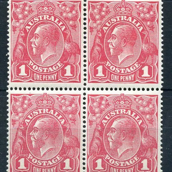 1914-20 Single Watermark 1d rose-carmine inverted ...