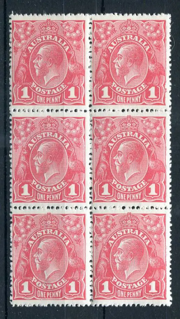 1914-20 Single Watermark 1d rose-carmine, pane 5 ... Image 1++