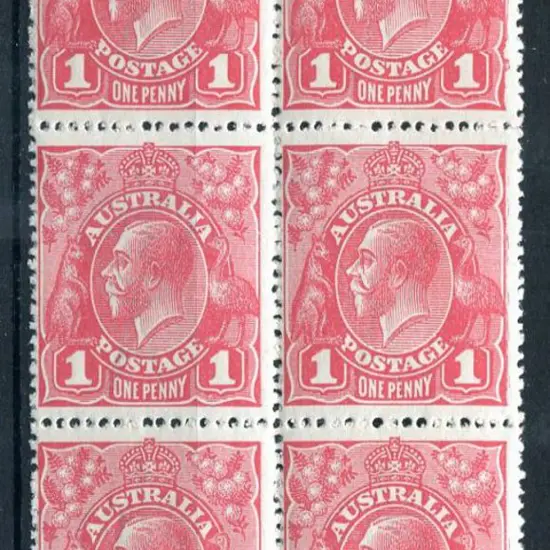 1914-20 Single Watermark 1d rose-carmine, pane 5 ...