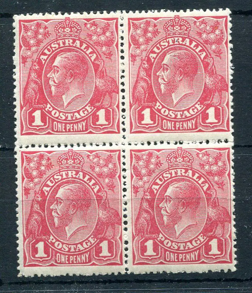 1914-20 Single Watermark 1d carmine rose G30 pane ... Image 1++