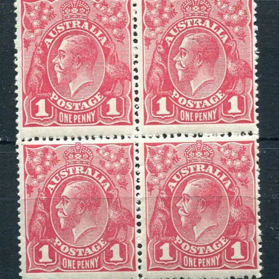 1914-20 Single Watermark 1d carmine rose G30 pane ...