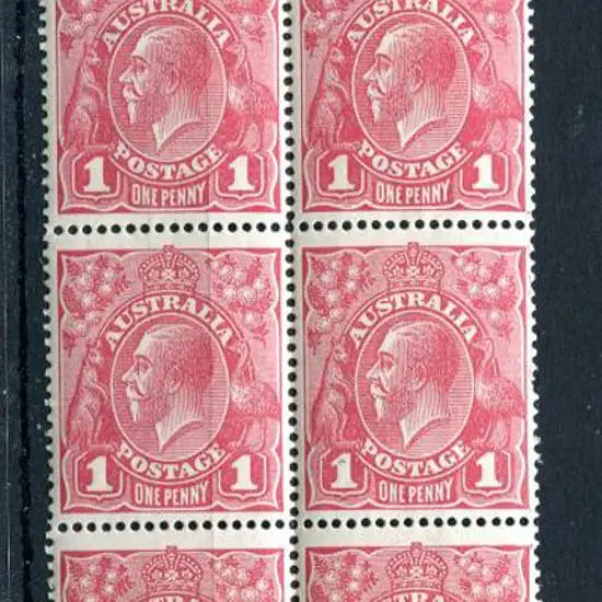1914-20 Single Watermark 1d carmine rose G30 plate ...