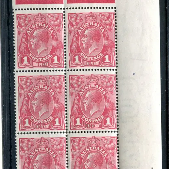 1914-20 Single Watermark 1d carmine rose G30 plate ...