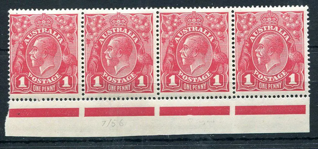 1914-20 Single Watermark 1d carmine aniline G33 ... Image 1++