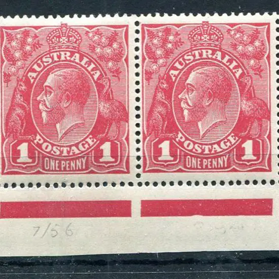 1914-20 Single Watermark 1d carmine aniline G33 ...