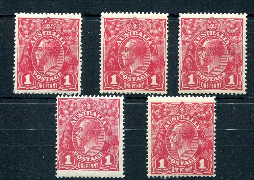 1914-20 Single Watermark 1d carmine aniline G33 x ... Image 1++