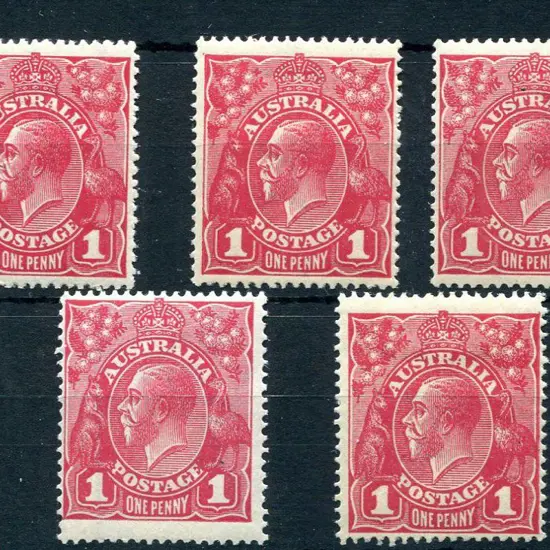1914-20 Single Watermark 1d carmine aniline G33 x ...