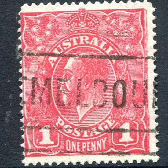 1914-20 Single Watermark 1d carmine rough paper ...